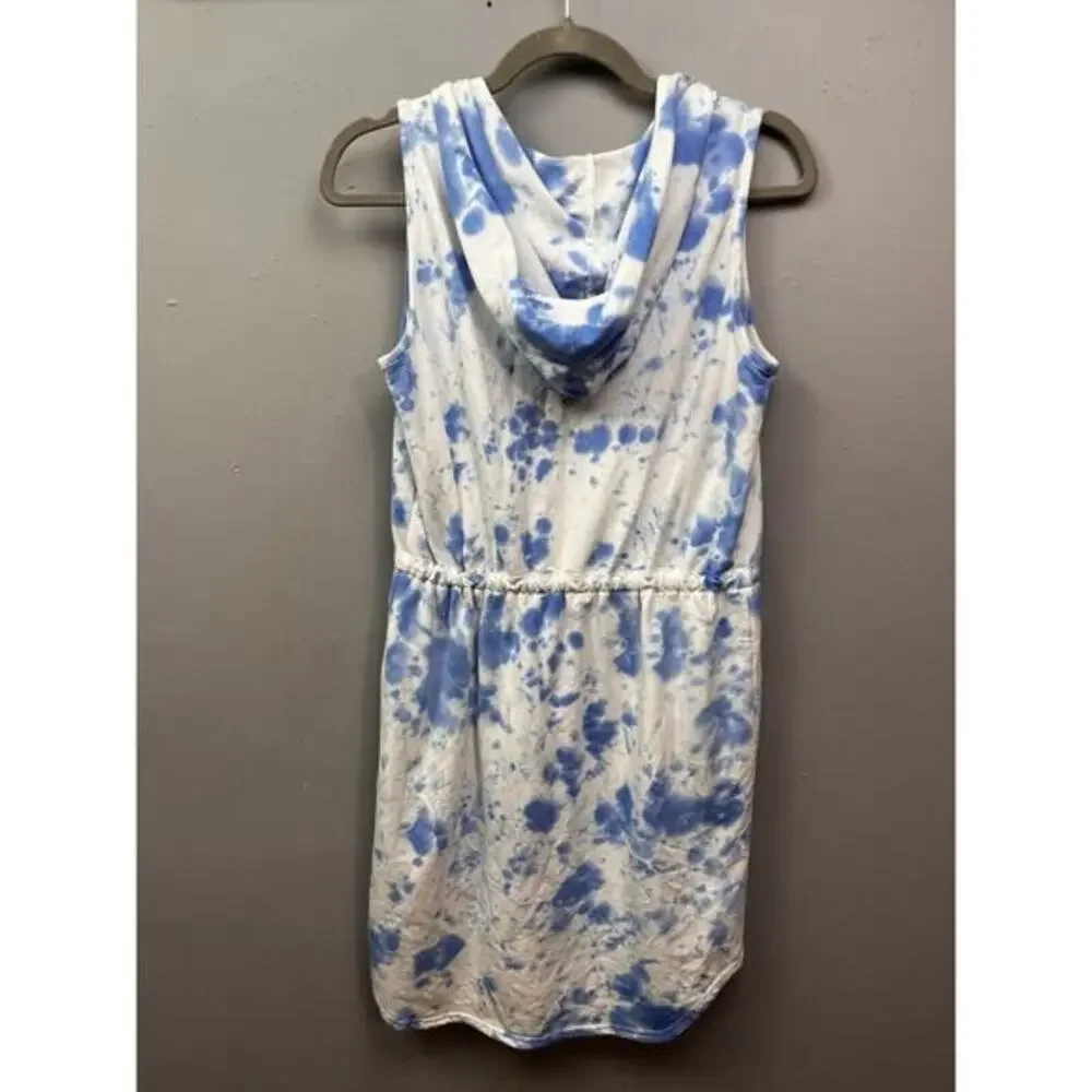 Jane and Delancey Tie Dye Cover Up Dress Womens Small‎ Blue Hoodie Beach Swim